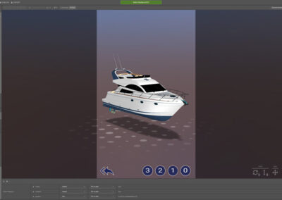 Yacht, mise en oeuvre de l'Interface Utilisateur avec le logiciel ZapWorks Studio